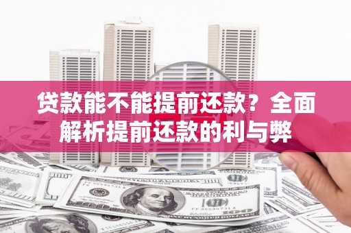 新郑贷款能不能提前还款？全面解析提前还款的利与弊