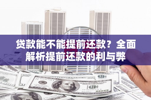 新郑贷款能不能提前还款？全面解析提前还款的利与弊