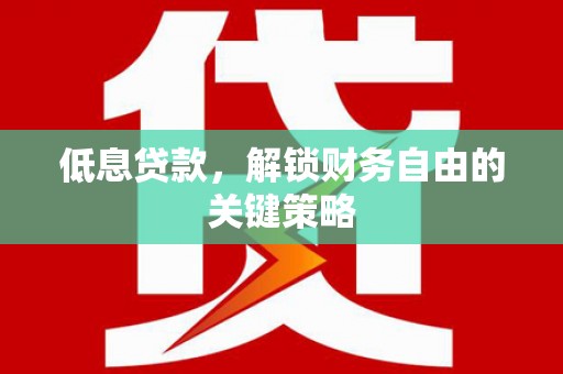 新郑低息贷款，解锁财务自由的关键策略