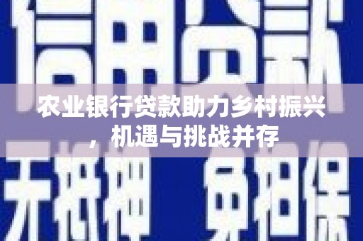 新郑农业银行贷款助力乡村振兴，机遇与挑战并存